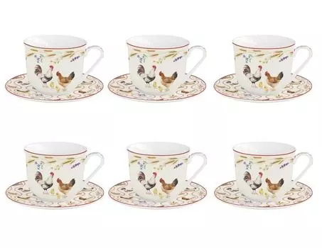 Набор из 6 чашек с блюдцем COUNTRY LIFE Farm 370мл фарфор Easy Life