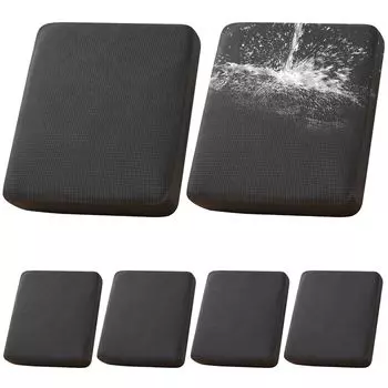 Набор из 6 чехлов для подушек для патио на открытом воздухе/в помещении, 100% водонепроницаемый защитный чехол для подушки сиденья на открытом воздухе для секционного дивана с садовой мебелью, темно-синий Topchances, темно-серый