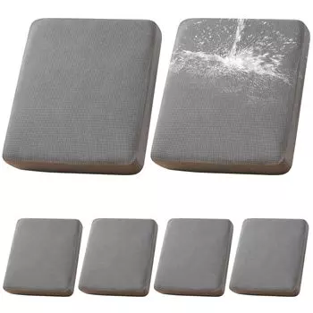 Набор из 6 чехлов для подушек для патио на открытом воздухе/в помещении, 100% водонепроницаемый защитный чехол для подушки сиденья на открытом воздухе для секционного дивана с садовой мебелью, темно-серый Topchances