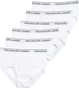 Набор из 6 хлопковых трусов классического кроя со средней посадкой Polo Ralph Lauren, белый