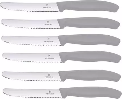Набор из 6 классических столовых ножей Victorinox Swiss из нержавеющей стали для помидоров (в упаковке 6 шт., ограниченный выпуск, холодный серый/серый цвет) Victorinox Swiss Army