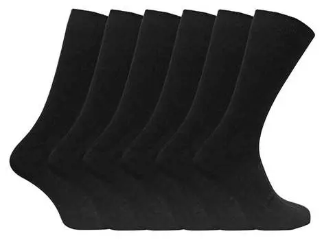 Набор из 6 мужских мягких дышащих цветных носков в рубчик из 100% хлопка Sock Snob, черный