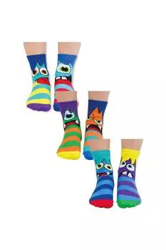 Набор из 6 необычных хлопковых носков Mini Monster в подарочной упаковке United Oddsocks, мультиколор