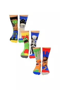 Набор из 6 необычных хлопковых носков Zombie в подарочной упаковке United Oddsocks, мультиколор