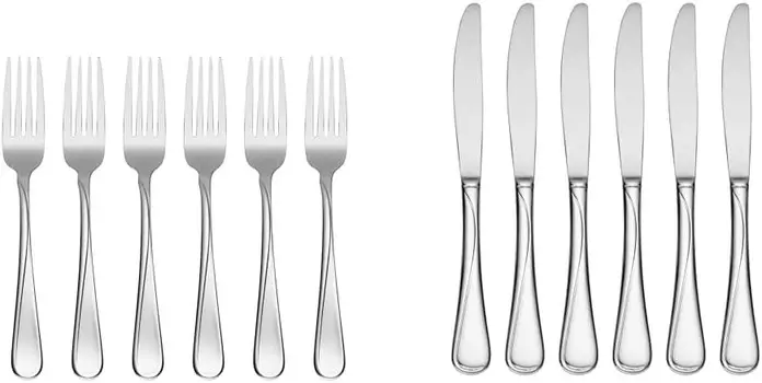Набор из 6 обеденных вилок Oneida Flight и набор из 6 обеденных ножей