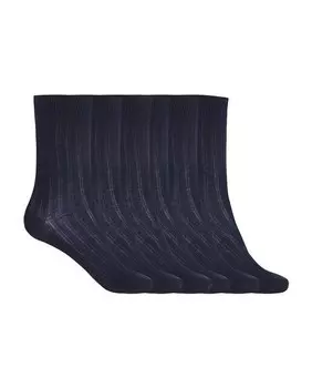 Набор из 6 пар хлопковых носков в рубчик Basix Punto Blanco, синий