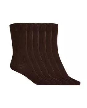 Набор из 6 пар хлопковых носков в рубчик Basix Punto Blanco, темно-коричневый