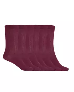 Набор из 6 пар хлопковых носков в рубчик Basix Punto Blanco, бордовый