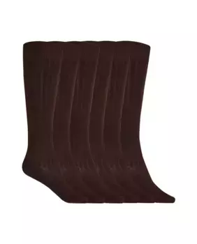 Набор из 6 пар хлопковых носков в рубчик Basix Punto Blanco, темно-коричневый