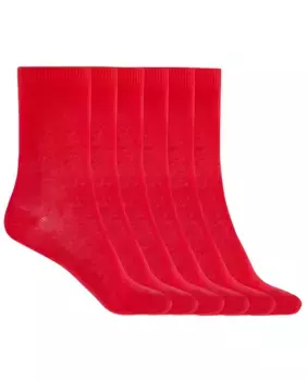 Набор из 6 пар однотонных хлопковых носков Basix Punto Blanco, красный