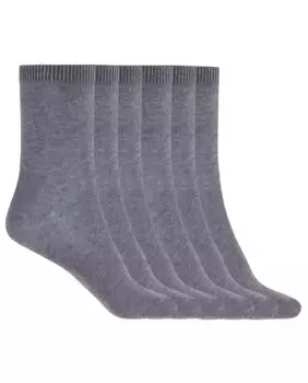 Набор из 6 пар однотонных хлопковых носков Basix Punto Blanco, серый