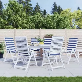 Набор из 6 подушек для высокой спинки The Living Store из ткани в сине-белую полоску