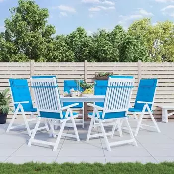 Набор из 6 подушек для высокой спинки The Living Store из оксфордской ткани голубого цвета, синий