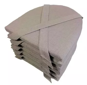 Набор из 6 подушек на стул/сиденье Rattani Marina полукруглый с бантом 42 х 45 см толщина 5 см, цвет Uni Living Dark Grey, серый