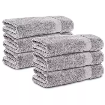 Набор из 6 полотенец для душа Komfortec размером 70х140 см из 100% хлопка, 470 г/м, махровая ткань, мягкая, серебристого цвета., серебро