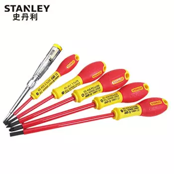 Набор из 6 предметов STANLEY: двухцветная ручка с изолированной конусной отверткой, магнитная отвертка, отвертка для электрика 65-443-14