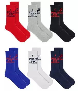 Набор из 6 спортивных носков Polo Ralph Lauren, мультиколор