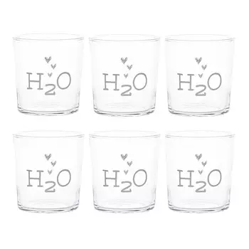 Набор из 6 стаканов из закаленного стекла с шелкографией - H2O Simple Day