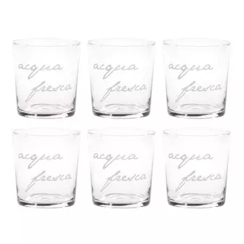 Набор из 6 стаканов из закаленного стекла с шелкографией - пресная вода Simple Day