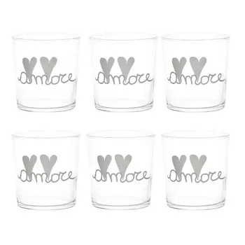 Набор из 6 стаканов из закаленного стекла с шелкографией - Love Simple Day