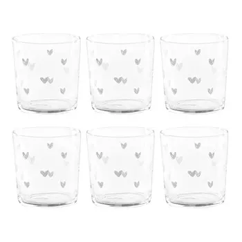 Набор из 6 стаканов с шелкографией - Hearts Simple Day