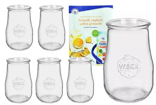 Набор из 6 стаканов Weck, 1750 мл, тюльпановых стаканов, включая буклет с рецептами желирующего волшебства от Diamantzucker MamboCat