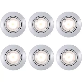 Набор из 6 светодиодных встраиваемых точечных светильников, металл, белый, D 9см etc-shop