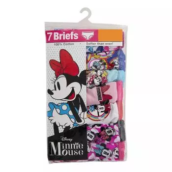 Набор из 7 хлопковых трусов Disney's Minnie Mouse для девочек 4–8 лет Licensed Character