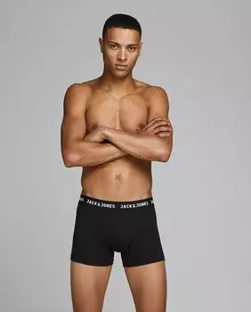 Набор из 7 однотонных мужских трикотажных боксеров черного цвета Jack & Jones, черный