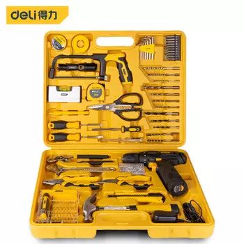 Набор из 85 предметов Deli: перезаряжаемая ручная дрель, литиевая электрическая дрель, электрическая отвертка, отвертка, комбинированный набор многофункционального ящика для бытовых инструментов, аварийный режим ожидания DL1085L DL1085L