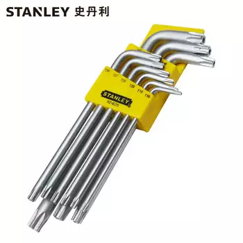 Набор из 9 предметов Stanley: длинные L-образные ключи в форме цветка со средним отверстием TT10-TT50 Шестигранный ключ Torx полый 92-625-23
