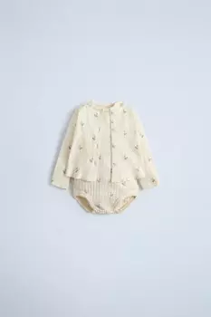 Набор из боди и кардигана с утками ZARA, экрю