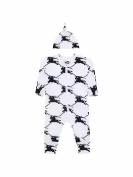 Набор из боди и шапки Burberry, мультиколор