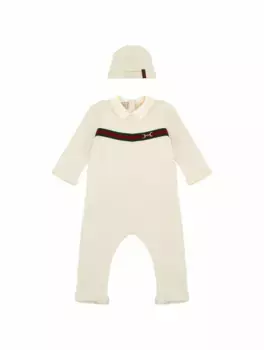 Набор из боди и шапки Gucci, белый