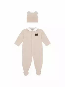 Набор из боди, шапки и нагрудника Fendi, бежевый