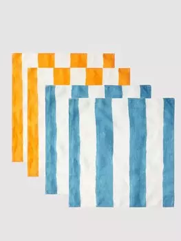 Набор из четырех льняных салфеток в полоску. Summerill & Bishop, синий