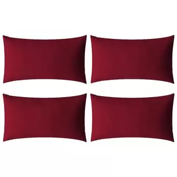 Набор из четырех роскошных наволочек 30x50 бордового цвета из хлопка и атласа мако на молнии aqua-textil