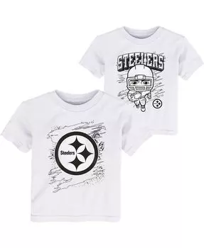 Набор из двух белых футболок с раскраской для мальчиков для малышей Pittsburgh Steelers Coloring Activity Outerstuff