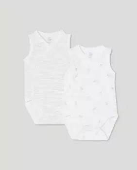 Набор из двух боди без рукавов Cotton Juice, зеленый