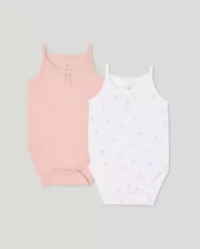 Набор из двух боди без рукавов для девочек Cotton Juice, цвет Rosa