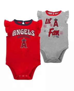 Набор из двух боди Los Angeles Angels Little Fan для новорожденных, красный, Хизер-серый Outerstuff, красный