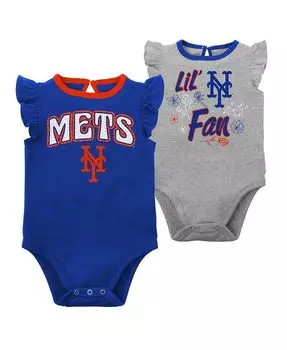Набор из двух боди Royal, Heather Grey New York Mets Little Fan для мальчиков и девочек Outerstuff, синий