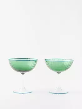 Набор из двух бокалов для шампанского. Aquazzura Casa, зеленый