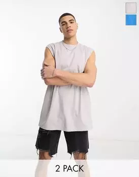 Набор из двух больших жилетов Another Influence Tall серого и синего цвета