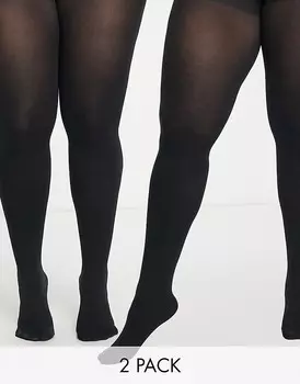 Набор из двух черных эластичных колготок ASOS DESIGN Curve – плотностью 90 ден
