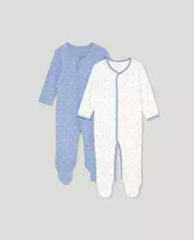 Набор из двух цветочных комбинезонов для малышей Cotton Juice, синий