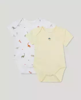 Набор из двух детских боди с короткими рукавами Cotton Juice, жёлтый