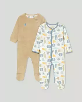 Набор из двух комбинезонов для мальчика с принтом Cotton Juice, белый