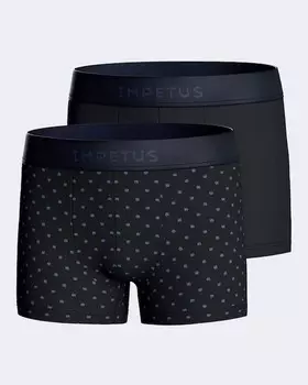 Набор из двух однотонных боксеров для мальчиков с принтом Impetus, черный