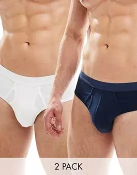 Набор из двух плавок темно-синего и белого цвета ASOS DESIGN